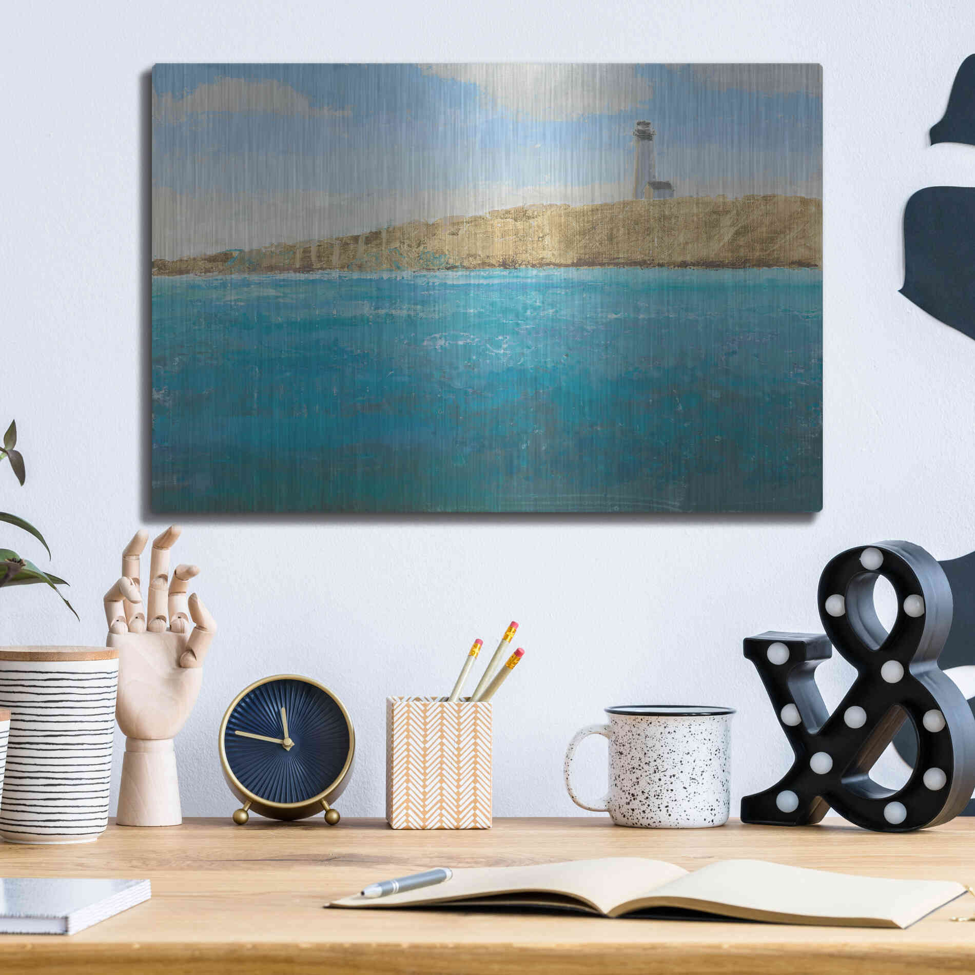 Luxe Metal Art 'Lighthouse Seascape II' by James Wiens, Metal Wall Art,16x12