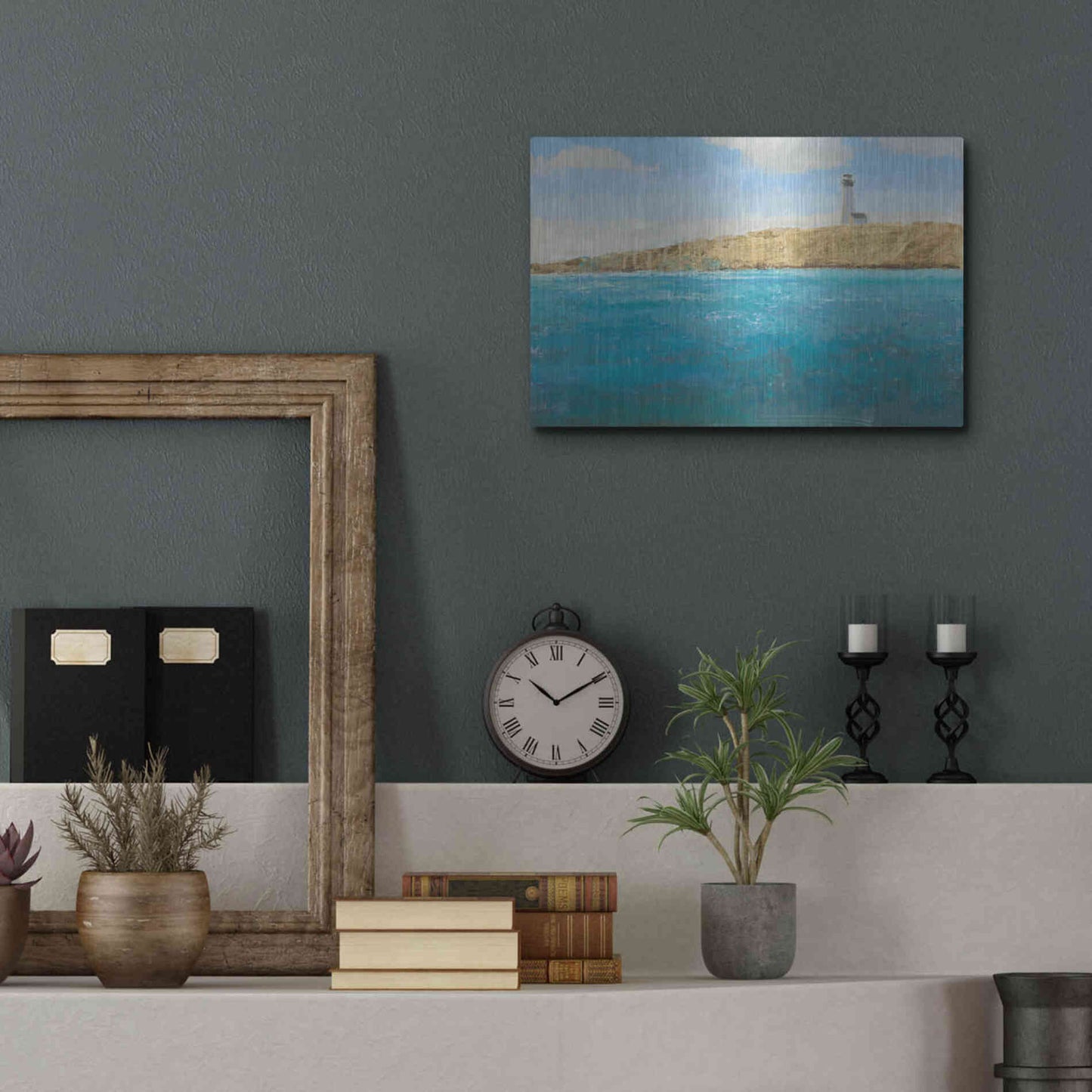 Luxe Metal Art 'Lighthouse Seascape II' by James Wiens, Metal Wall Art,16x12