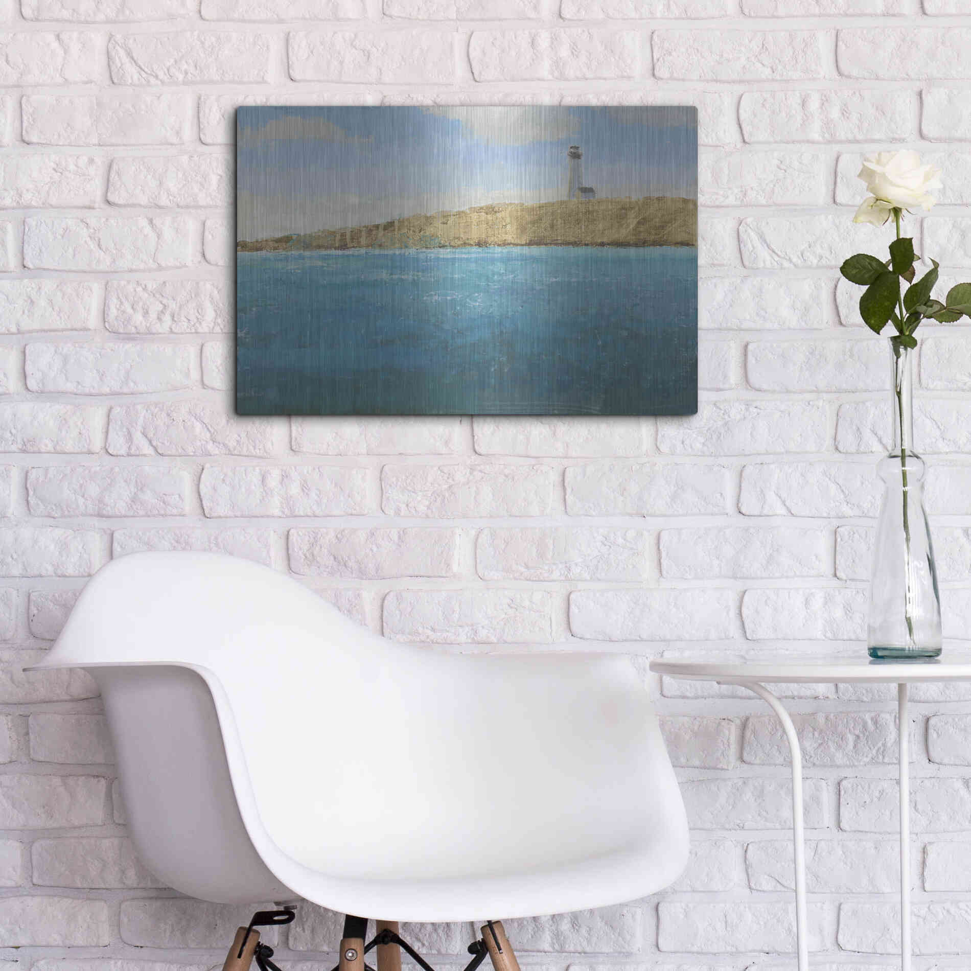 Luxe Metal Art 'Lighthouse Seascape II' by James Wiens, Metal Wall Art,24x16