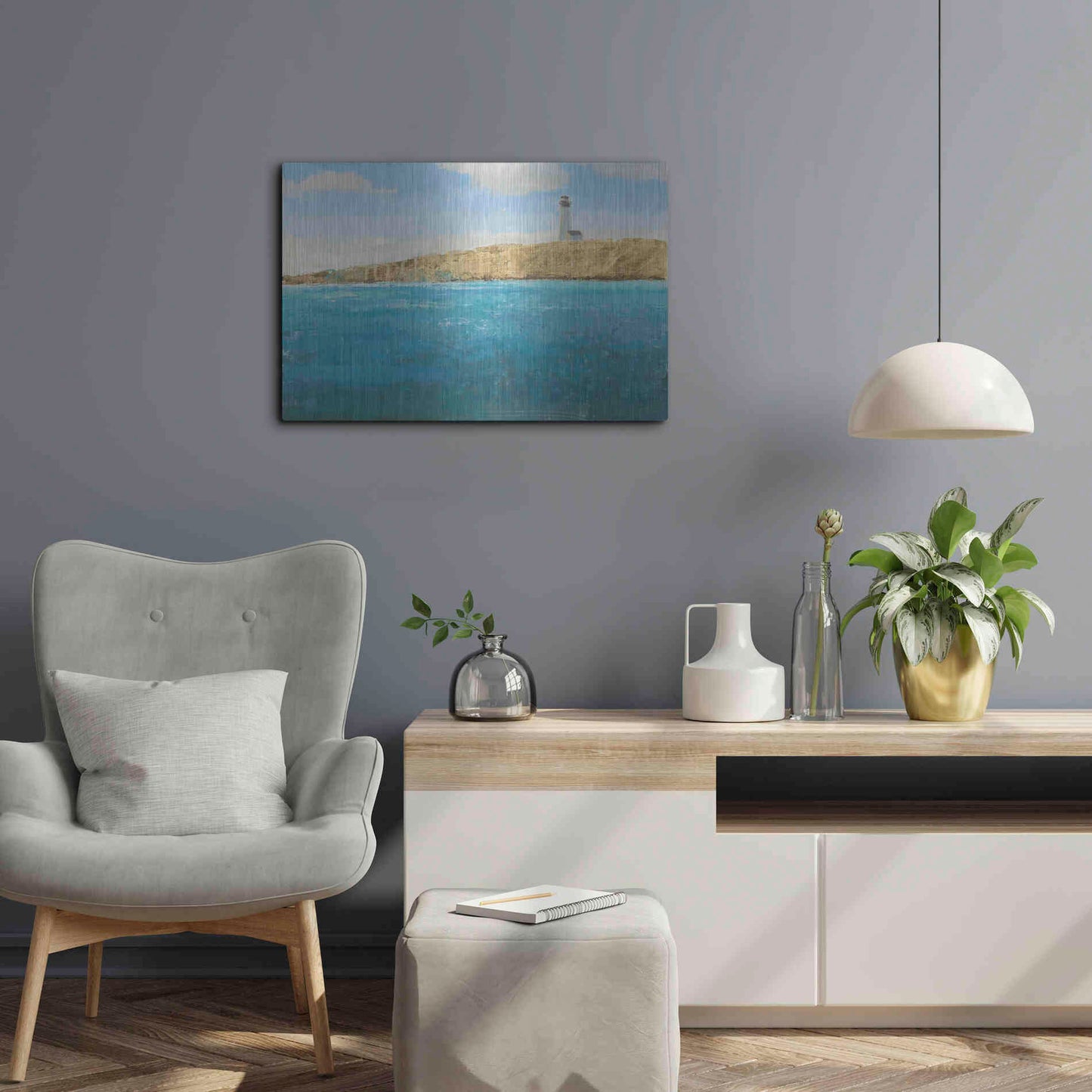 Luxe Metal Art 'Lighthouse Seascape II' by James Wiens, Metal Wall Art,24x16