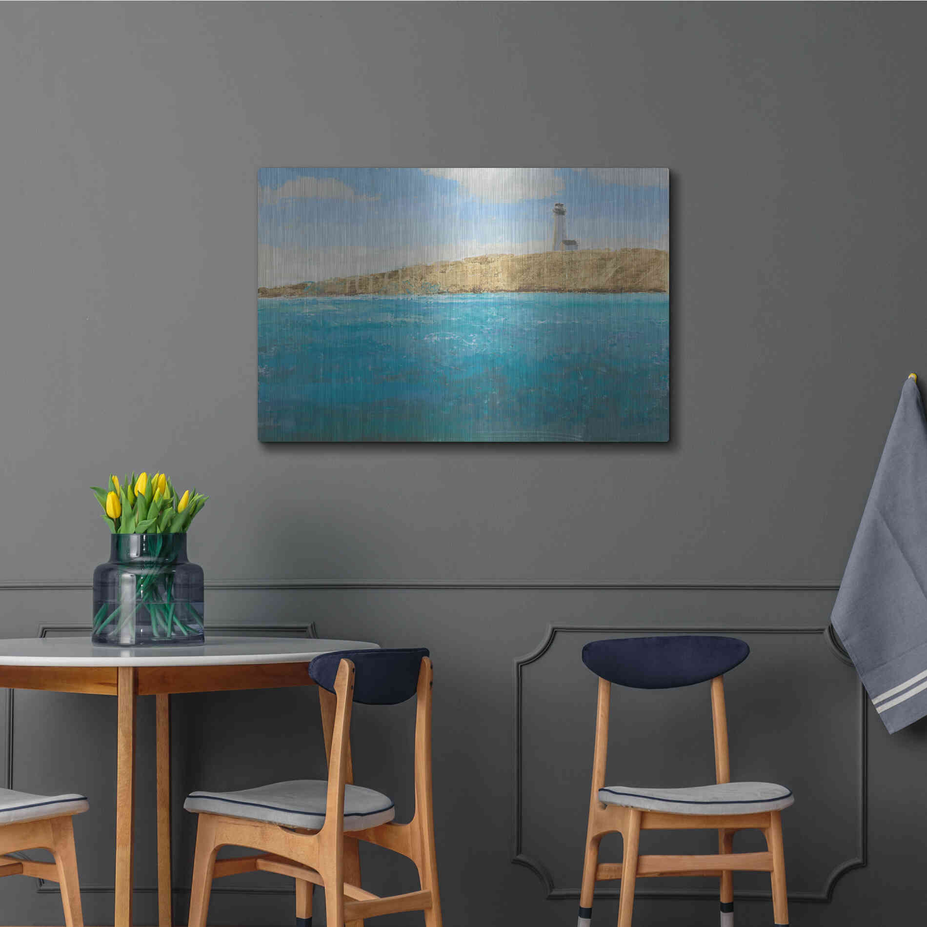 Luxe Metal Art 'Lighthouse Seascape II' by James Wiens, Metal Wall Art,36x24