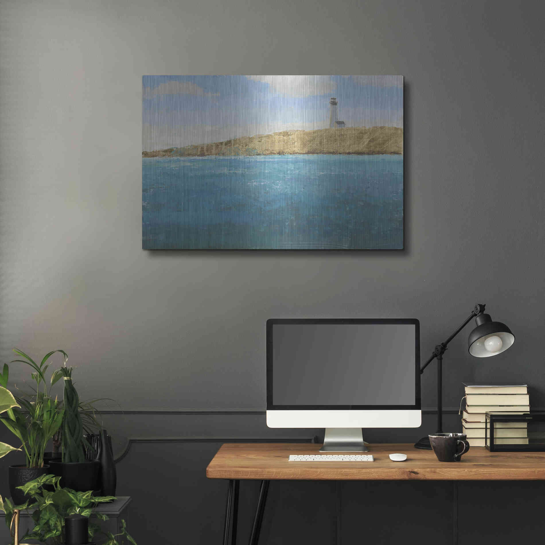 Luxe Metal Art 'Lighthouse Seascape II' by James Wiens, Metal Wall Art,36x24