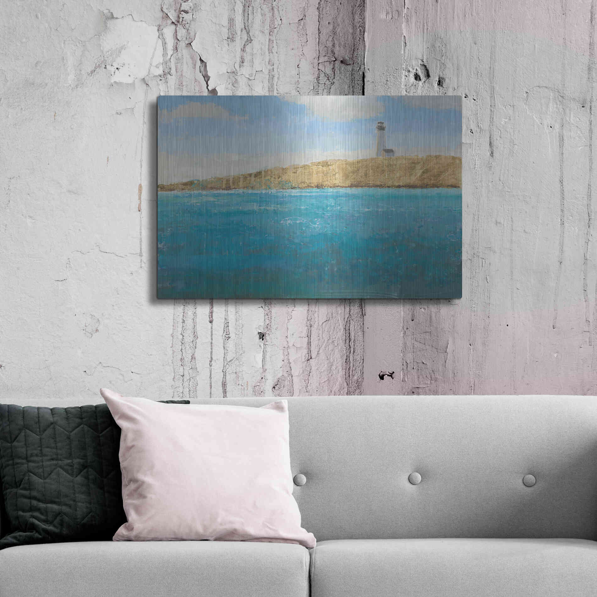 Luxe Metal Art 'Lighthouse Seascape II' by James Wiens, Metal Wall Art,36x24
