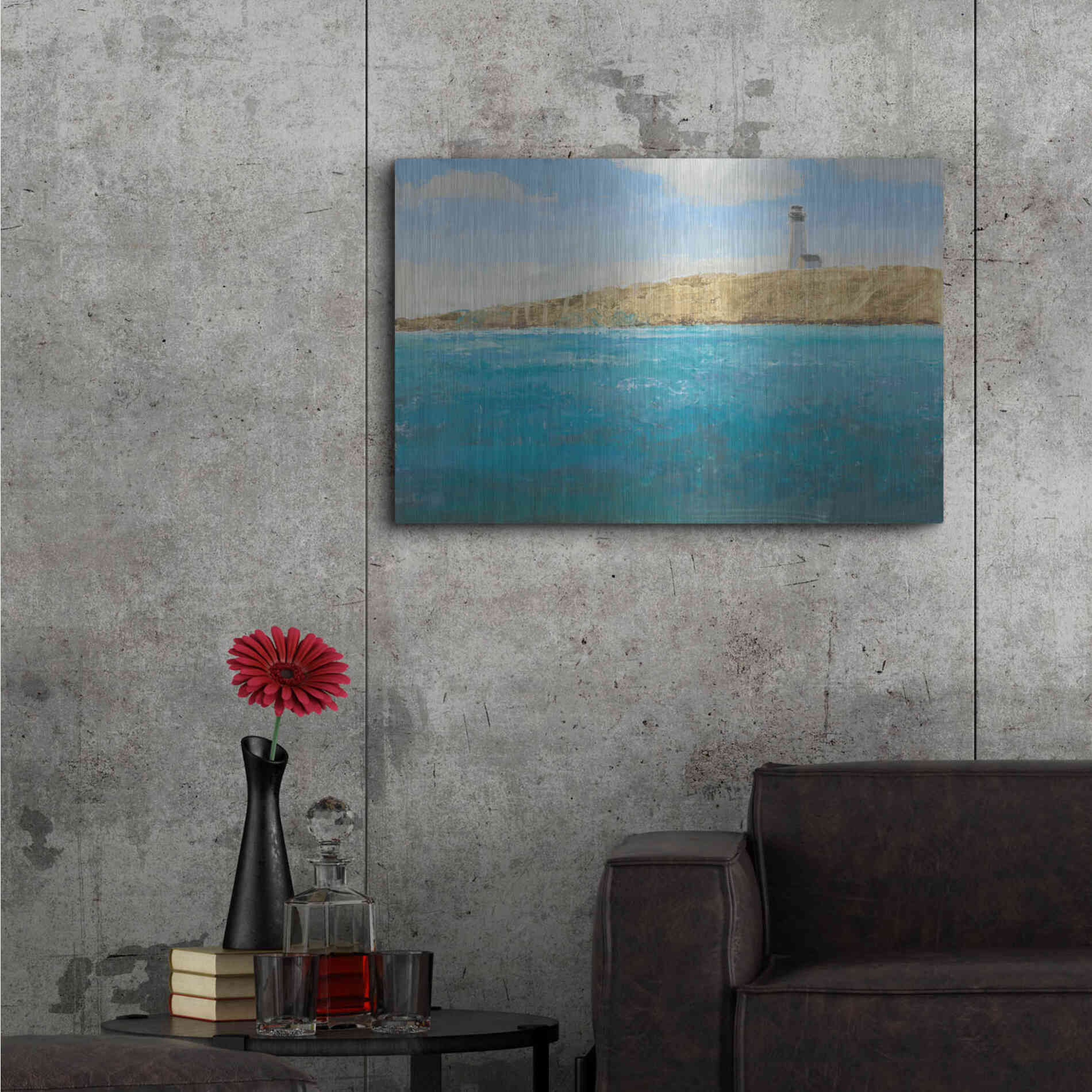 Luxe Metal Art 'Lighthouse Seascape II' by James Wiens, Metal Wall Art,36x24