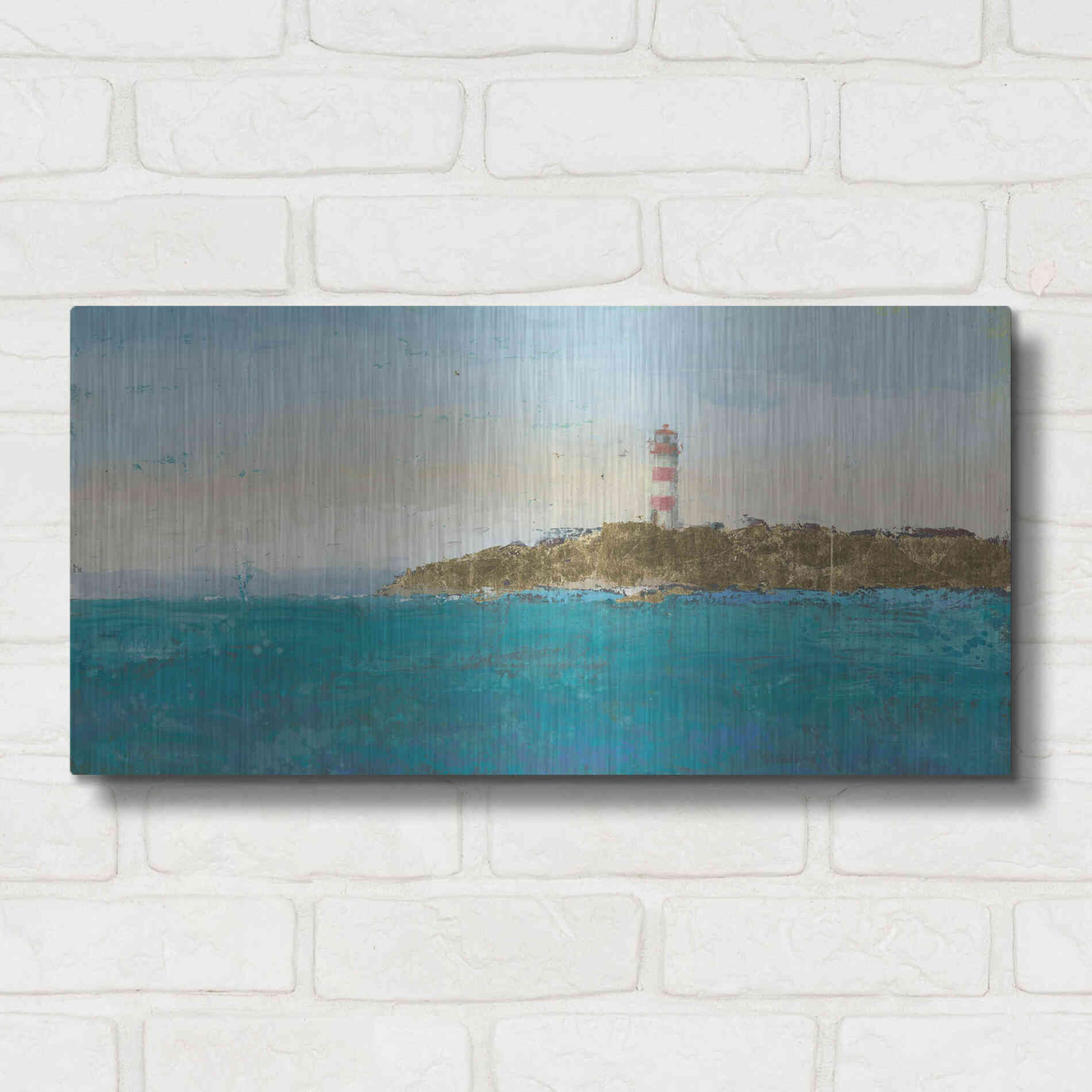 Luxe Metal Art 'Lighthouse Seascape I' by James Wiens, Metal Wall Art,24x12