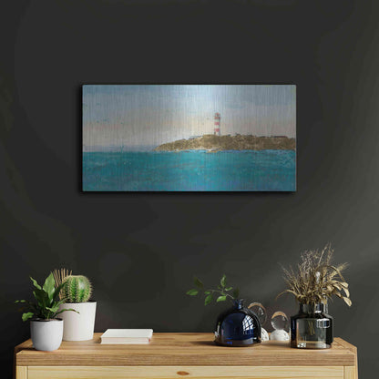 Luxe Metal Art 'Lighthouse Seascape I' by James Wiens, Metal Wall Art,24x12