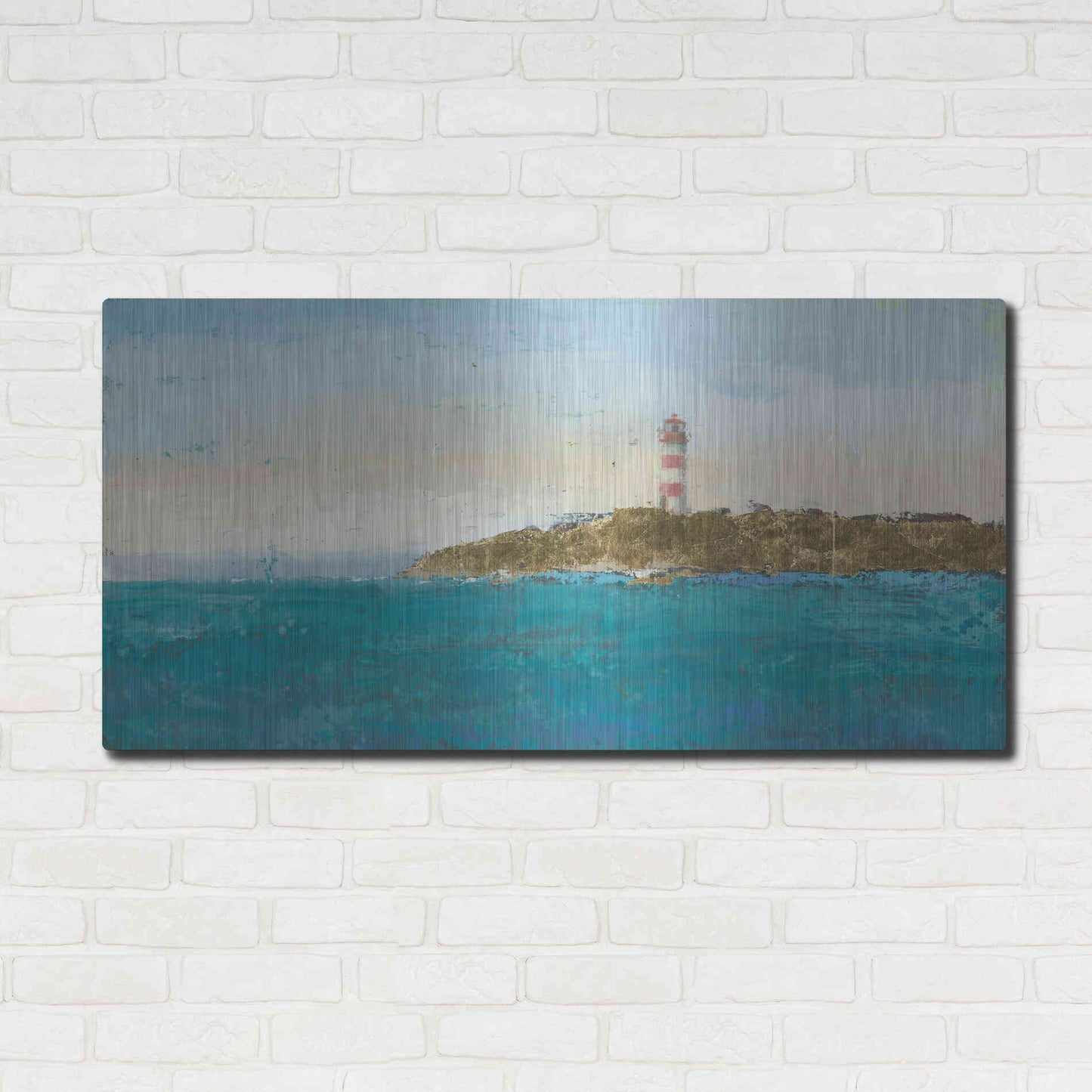 Luxe Metal Art 'Lighthouse Seascape I' by James Wiens, Metal Wall Art,48x24