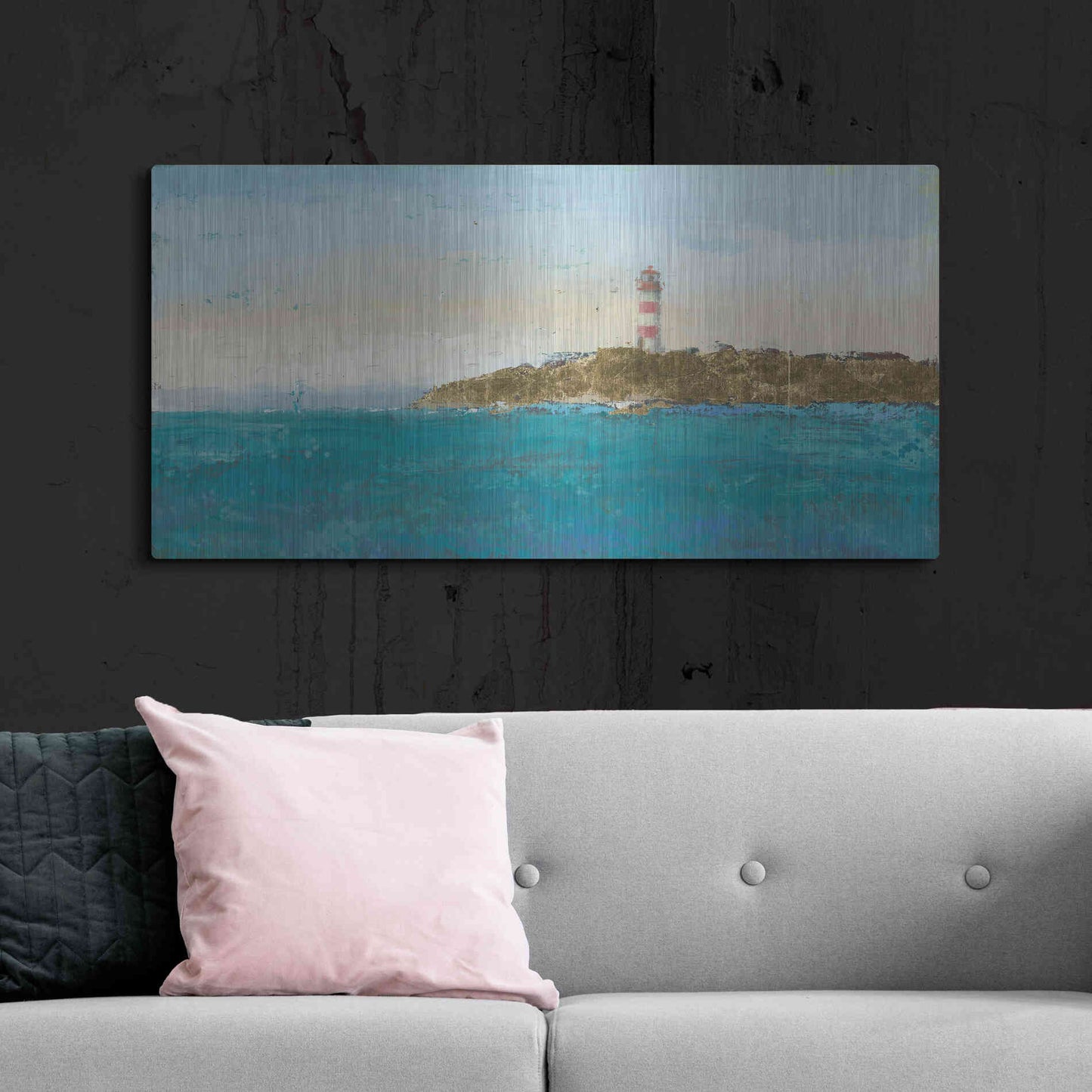 Luxe Metal Art 'Lighthouse Seascape I' by James Wiens, Metal Wall Art,48x24