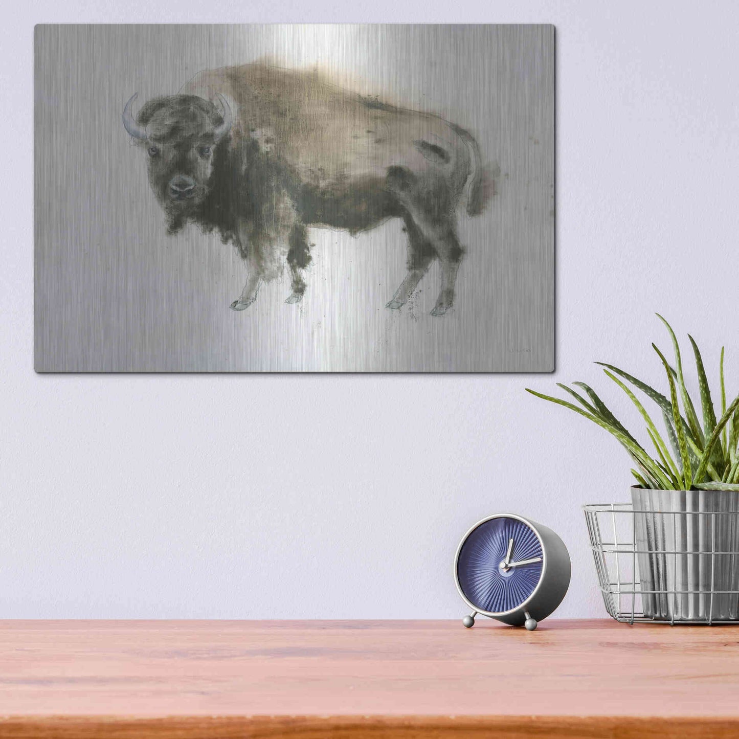 Luxe Metal Art 'Buffalo Bill' by James Wiens, Metal Wall Art,16x12