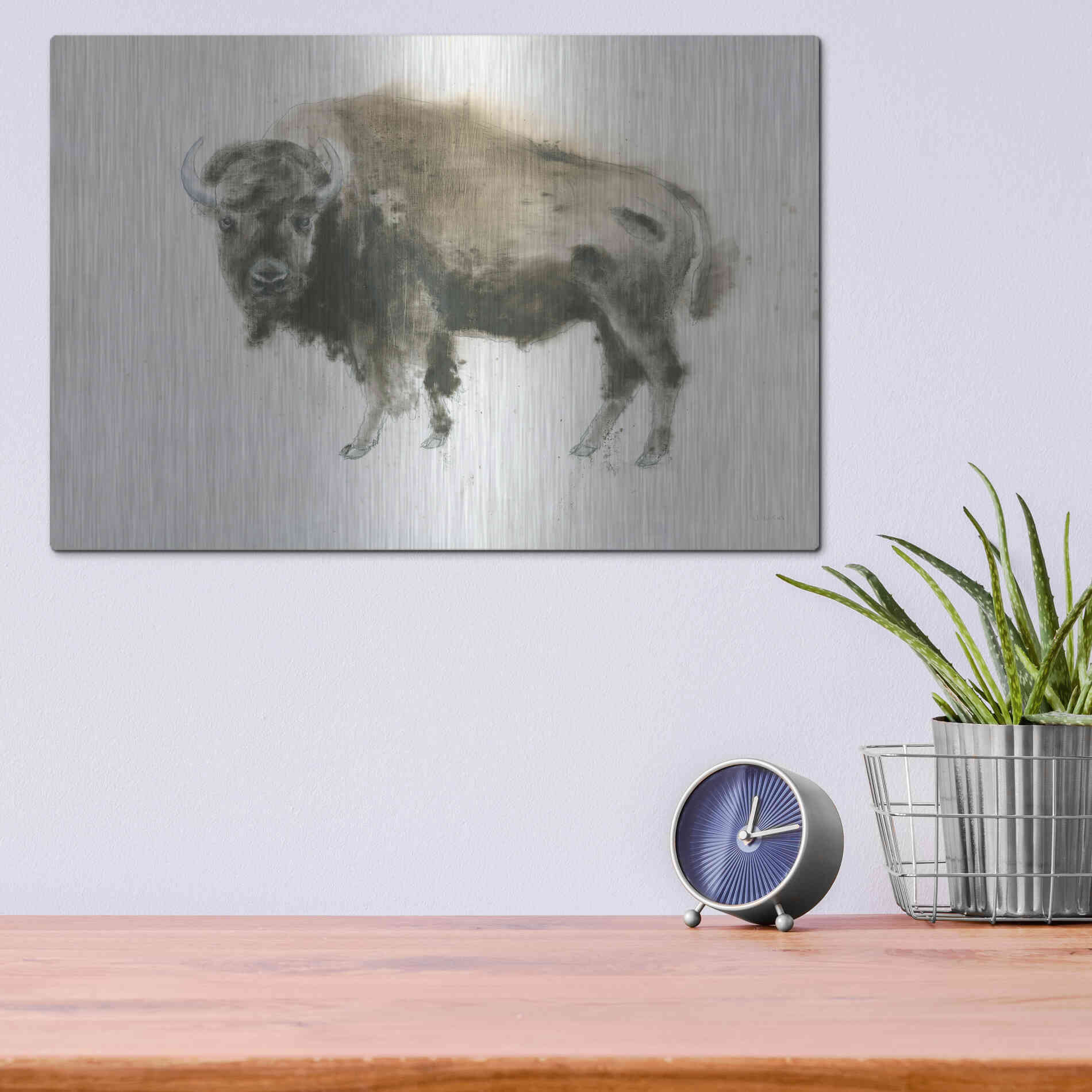 Luxe Metal Art 'Buffalo Bill' by James Wiens, Metal Wall Art,16x12