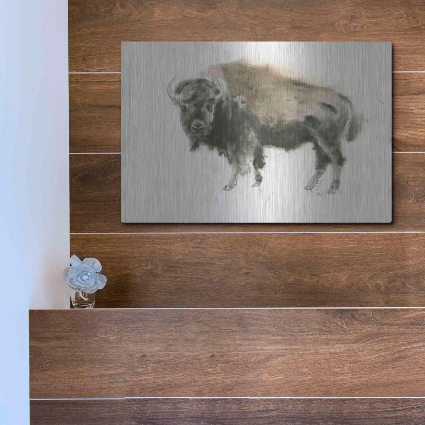 Luxe Metal Art 'Buffalo Bill' by James Wiens, Metal Wall Art,16x12