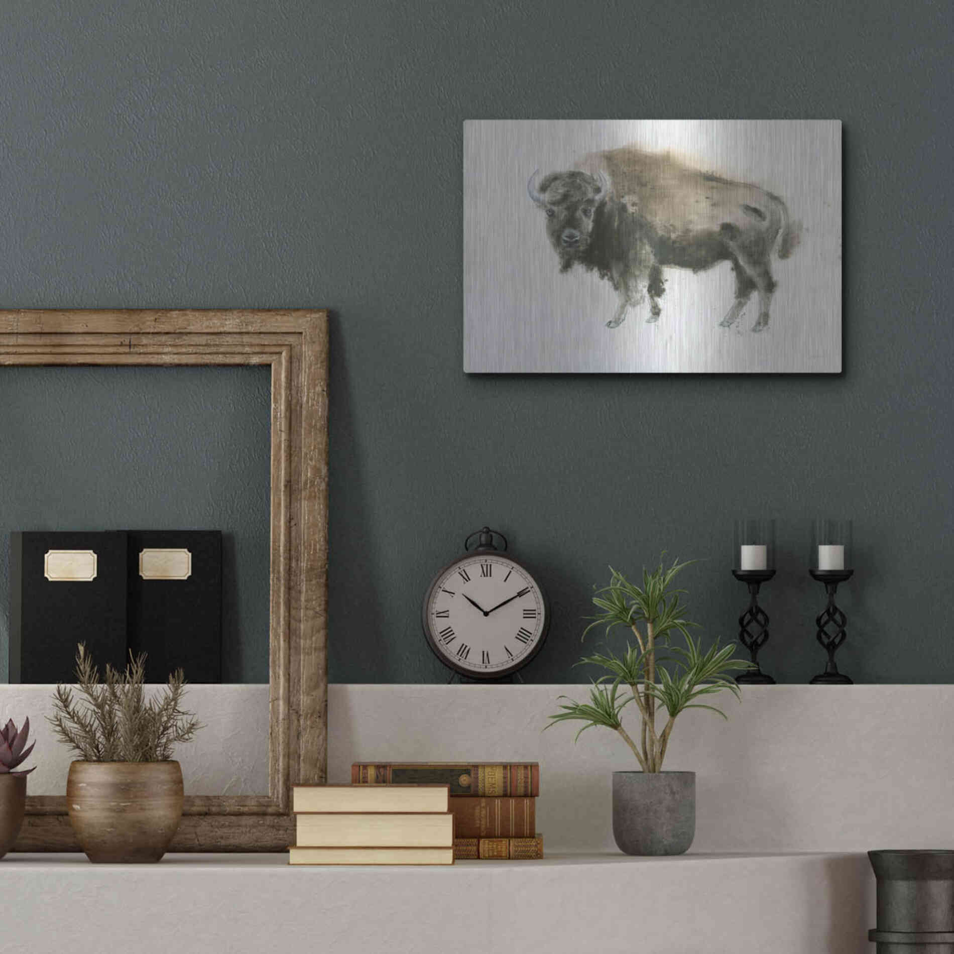 Luxe Metal Art 'Buffalo Bill' by James Wiens, Metal Wall Art,16x12