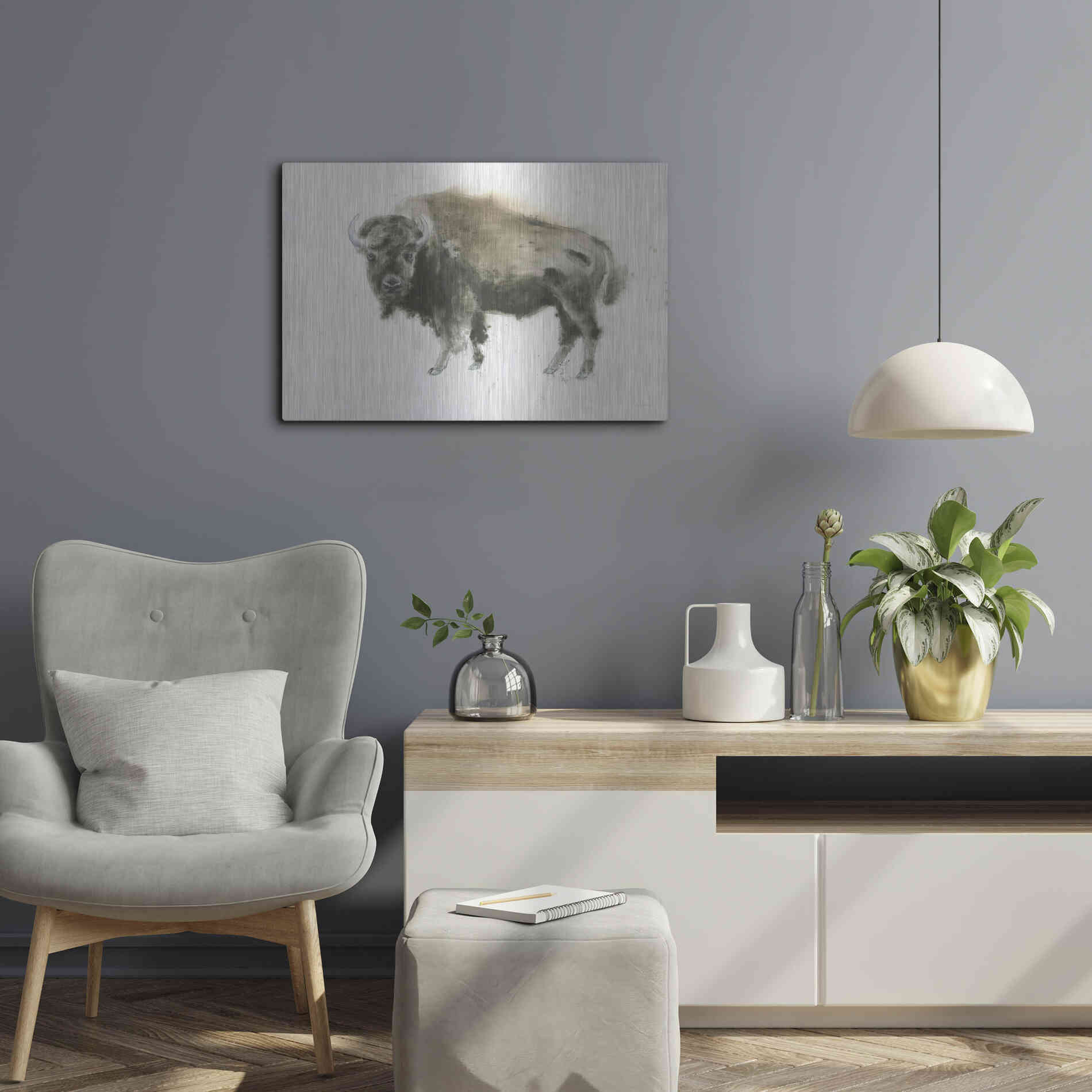 Luxe Metal Art 'Buffalo Bill' by James Wiens, Metal Wall Art,24x16