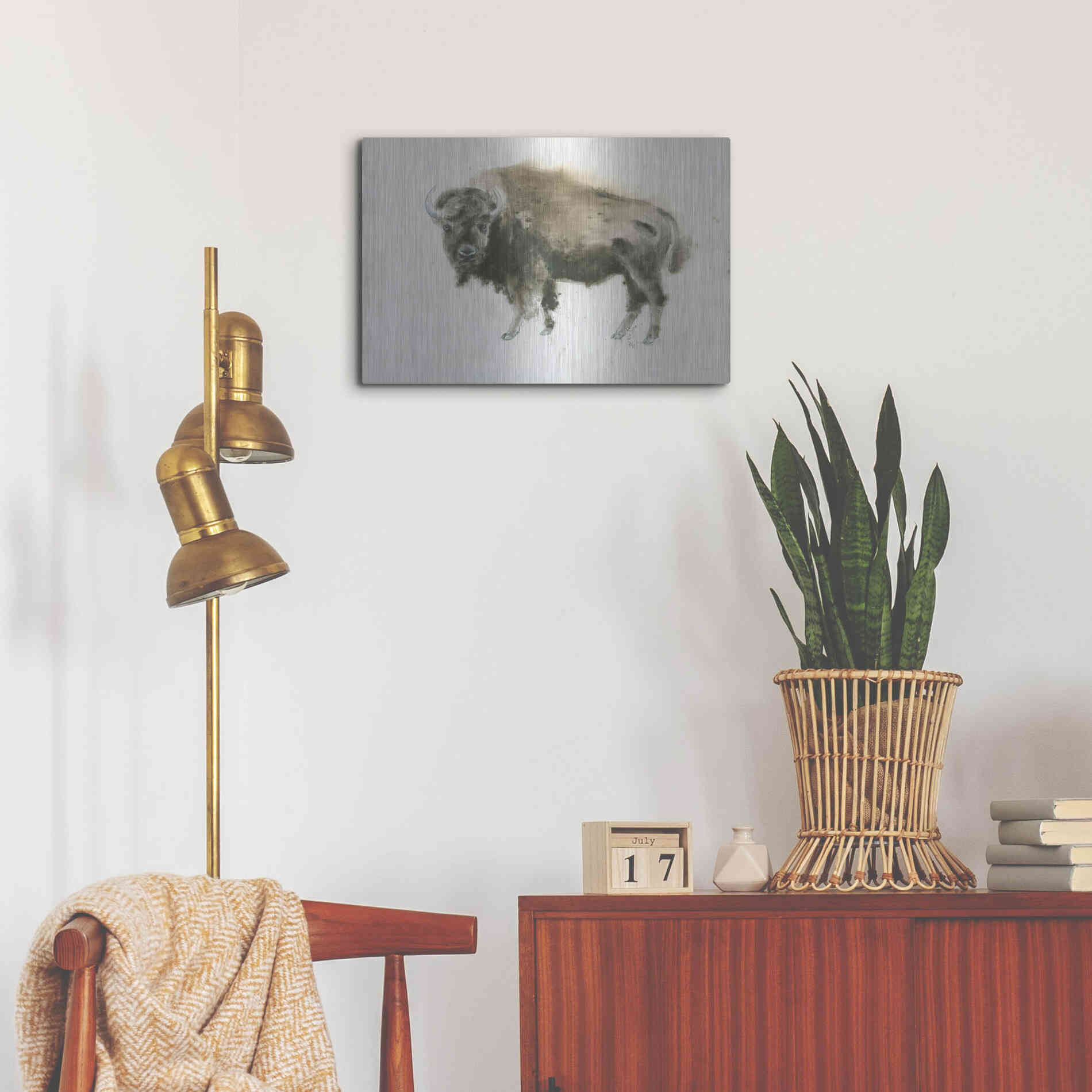 Luxe Metal Art 'Buffalo Bill' by James Wiens, Metal Wall Art,24x16