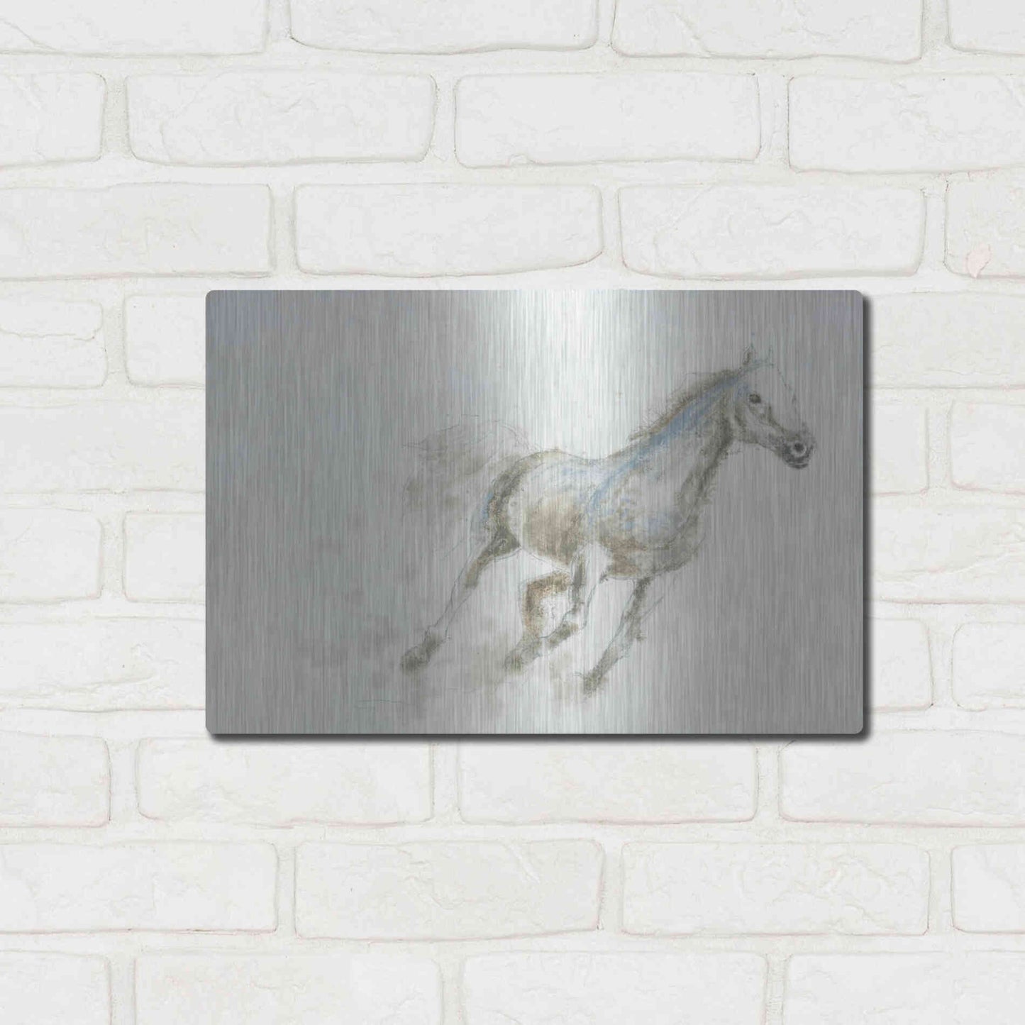 Luxe Metal Art 'Stallion I Horizontal' by James Wiens, Metal Wall Art,16x12