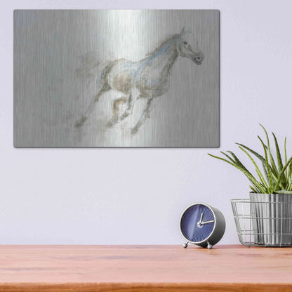 Luxe Metal Art 'Stallion I Horizontal' by James Wiens, Metal Wall Art,16x12