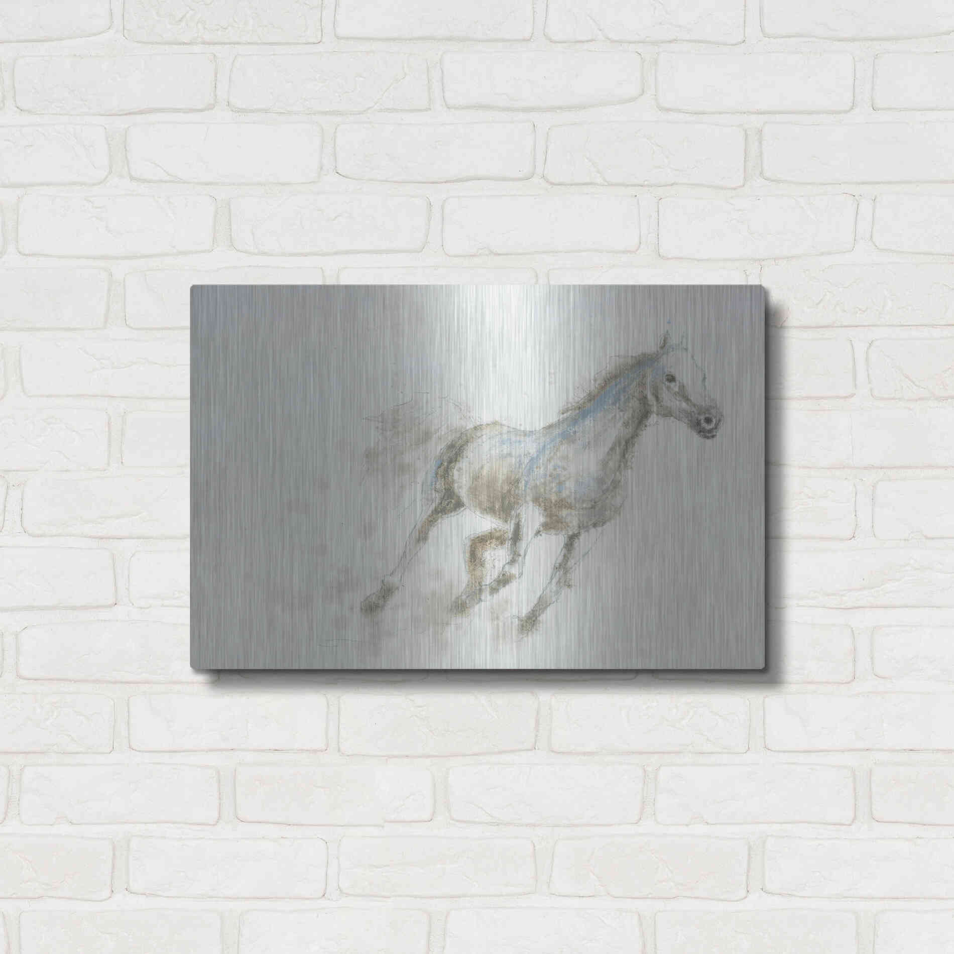 Luxe Metal Art 'Stallion I Horizontal' by James Wiens, Metal Wall Art,24x16