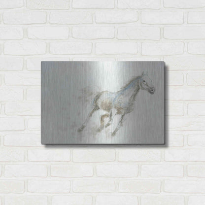 Luxe Metal Art 'Stallion I Horizontal' by James Wiens, Metal Wall Art,24x16