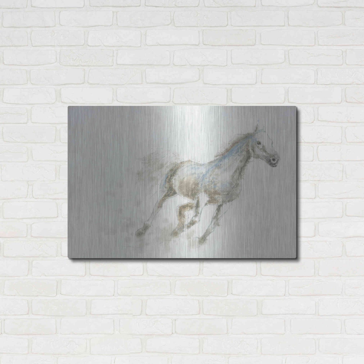 Luxe Metal Art 'Stallion I Horizontal' by James Wiens, Metal Wall Art,36x24
