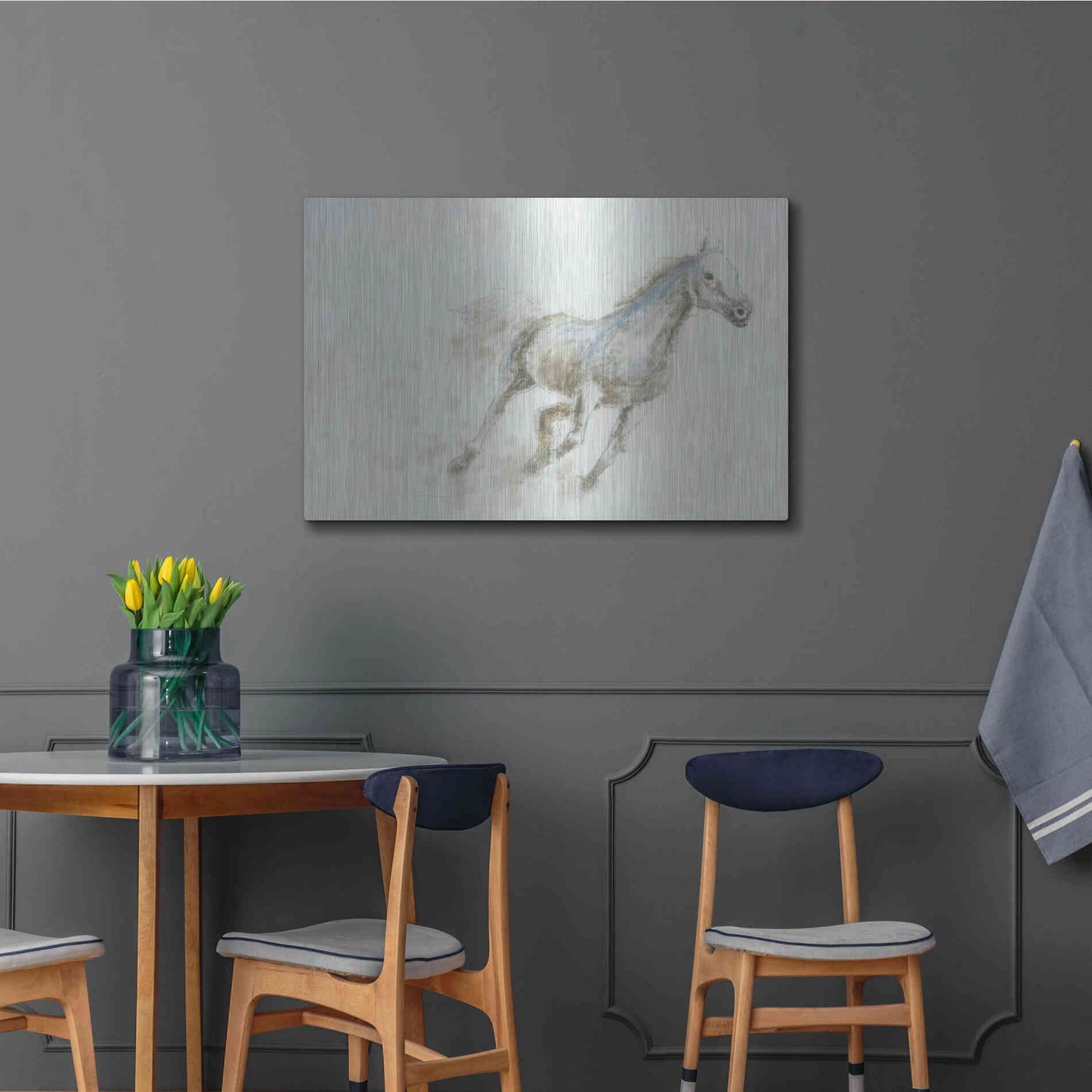 Luxe Metal Art 'Stallion I Horizontal' by James Wiens, Metal Wall Art,36x24
