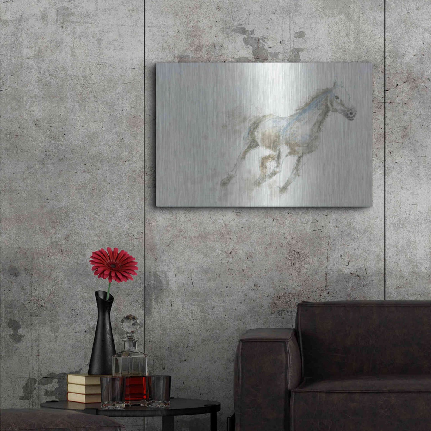 Luxe Metal Art 'Stallion I Horizontal' by James Wiens, Metal Wall Art,36x24