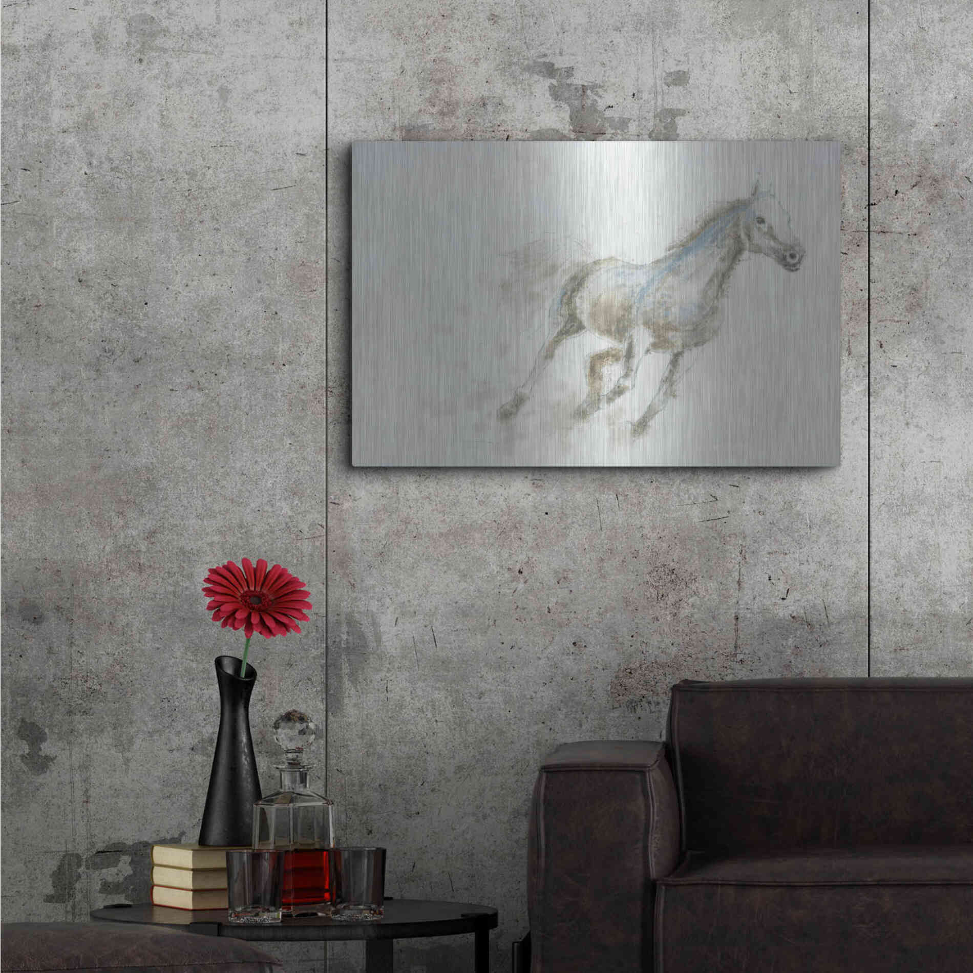 Luxe Metal Art 'Stallion I Horizontal' by James Wiens, Metal Wall Art,36x24