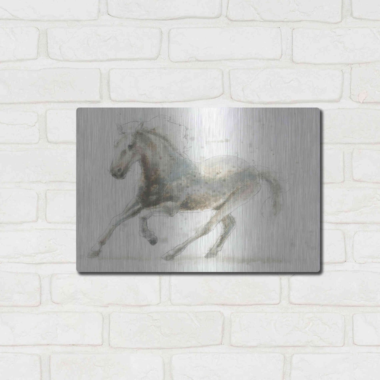 Luxe Metal Art 'Stallion II Horizontal' by James Wiens, Metal Wall Art,16x12