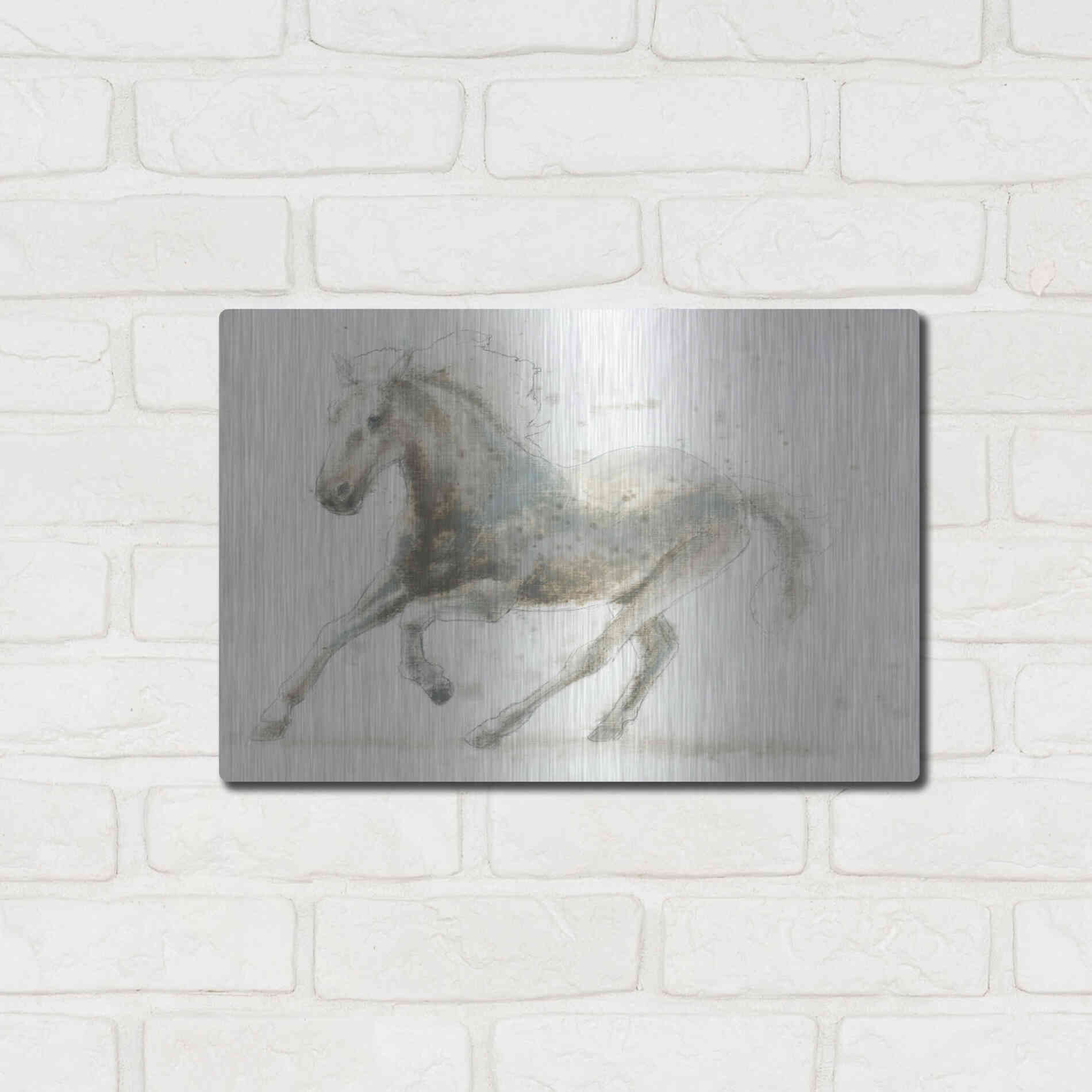 Luxe Metal Art 'Stallion II Horizontal' by James Wiens, Metal Wall Art,16x12