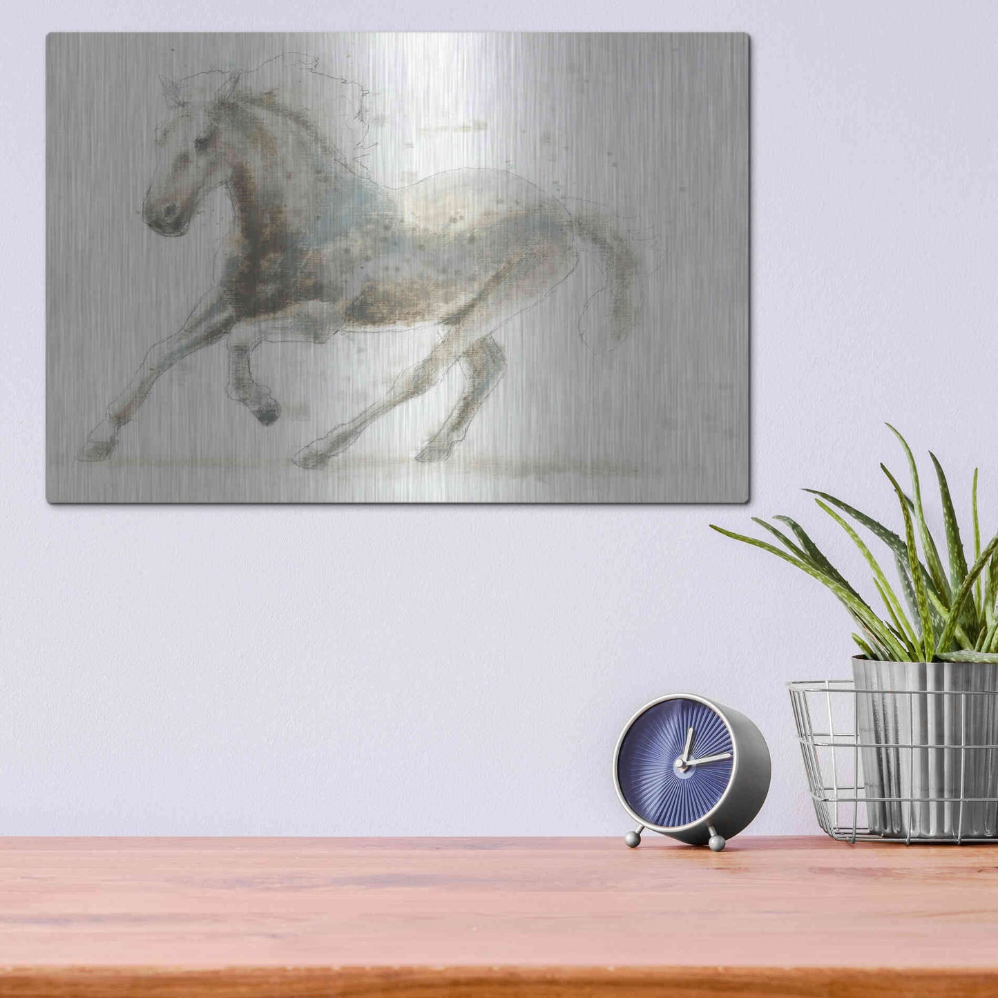Luxe Metal Art 'Stallion II Horizontal' by James Wiens, Metal Wall Art,16x12