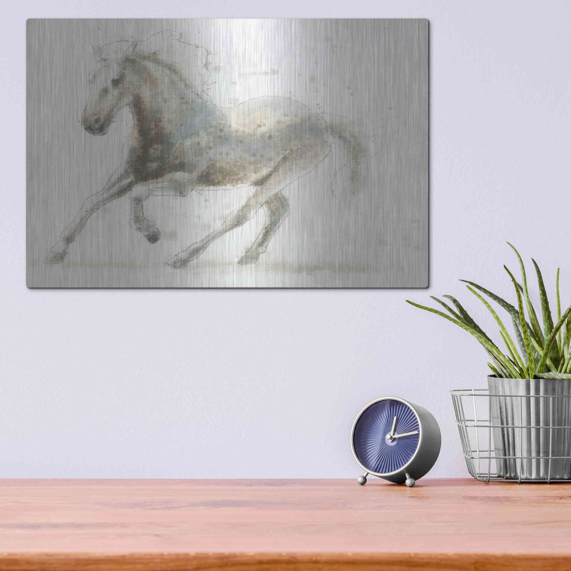 Luxe Metal Art 'Stallion II Horizontal' by James Wiens, Metal Wall Art,16x12