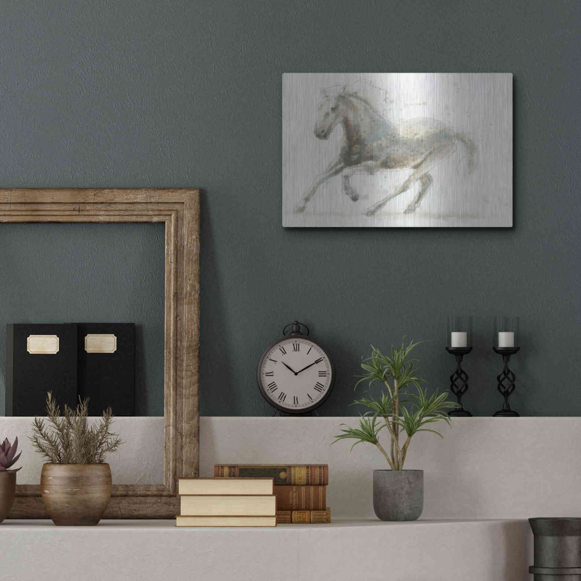 Luxe Metal Art 'Stallion II Horizontal' by James Wiens, Metal Wall Art,16x12
