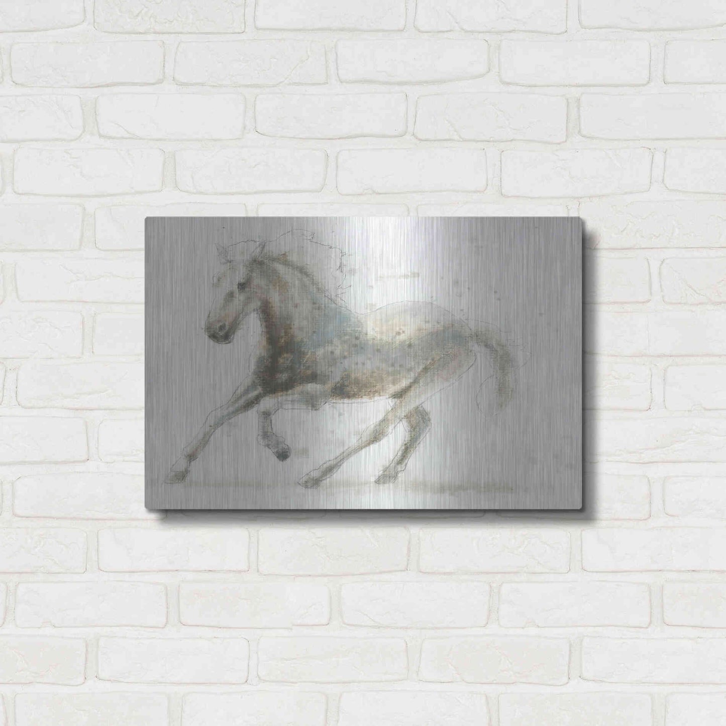 Luxe Metal Art 'Stallion II Horizontal' by James Wiens, Metal Wall Art,24x16