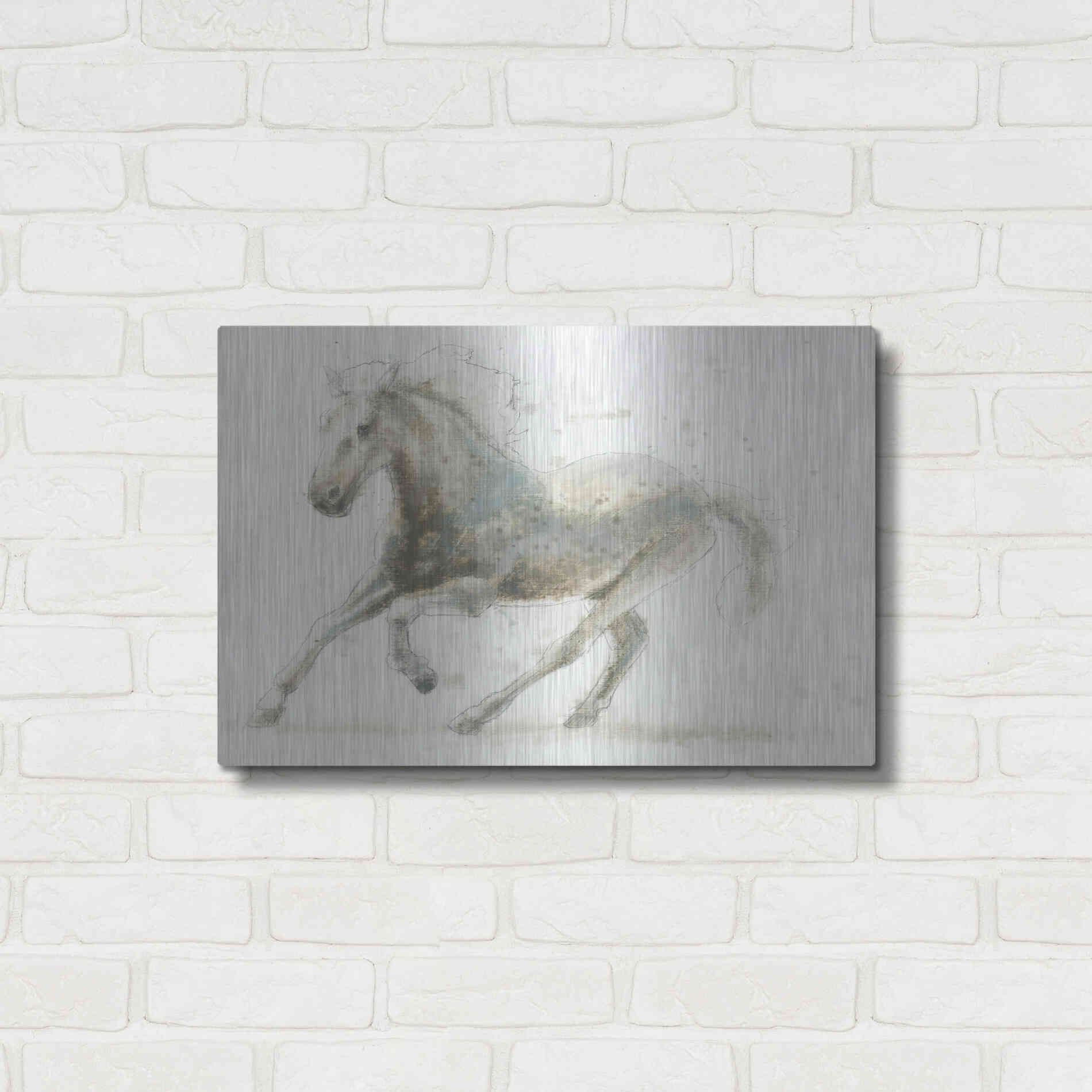 Luxe Metal Art 'Stallion II Horizontal' by James Wiens, Metal Wall Art,24x16