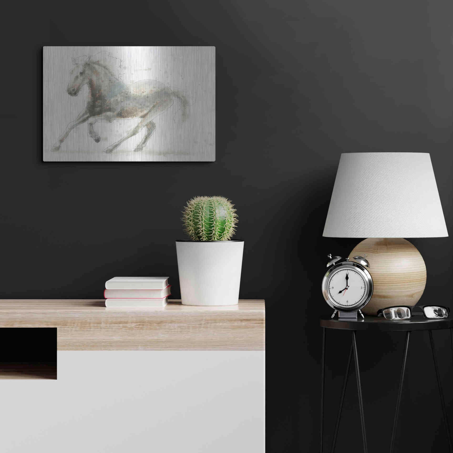 Luxe Metal Art 'Stallion II Horizontal' by James Wiens, Metal Wall Art,24x16