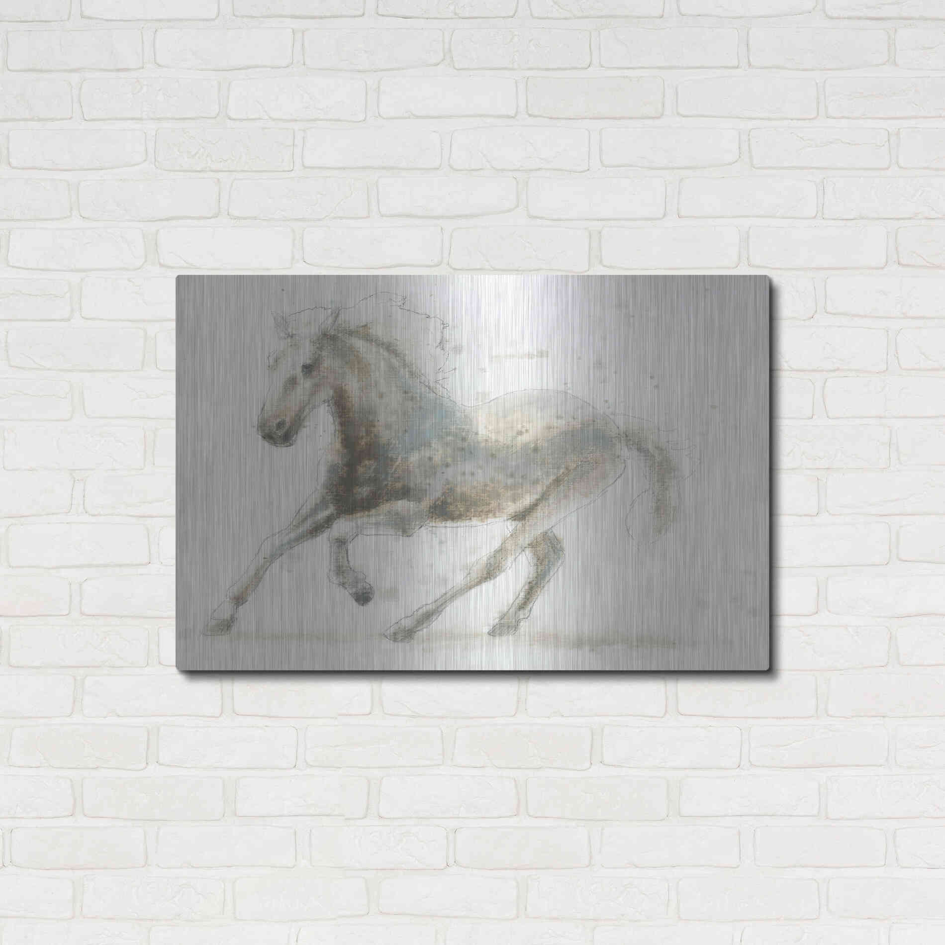Luxe Metal Art 'Stallion II Horizontal' by James Wiens, Metal Wall Art,36x24