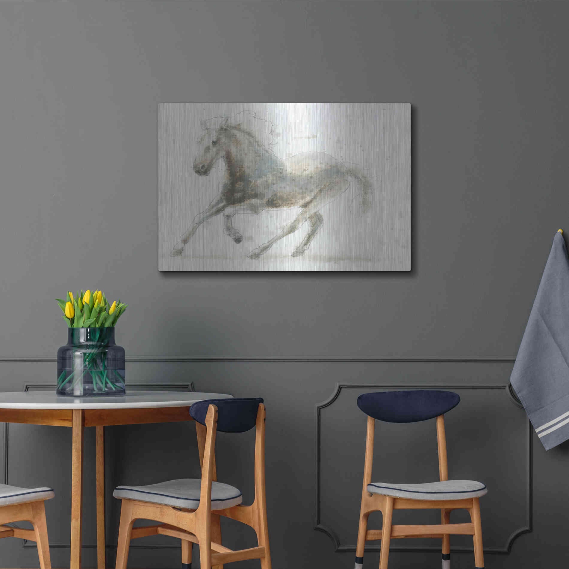 Luxe Metal Art 'Stallion II Horizontal' by James Wiens, Metal Wall Art,36x24