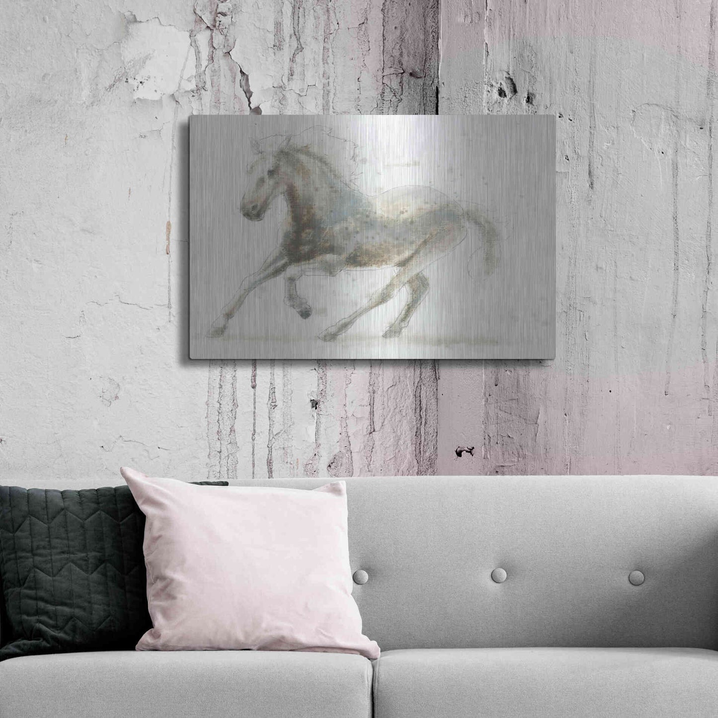 Luxe Metal Art 'Stallion II Horizontal' by James Wiens, Metal Wall Art,36x24