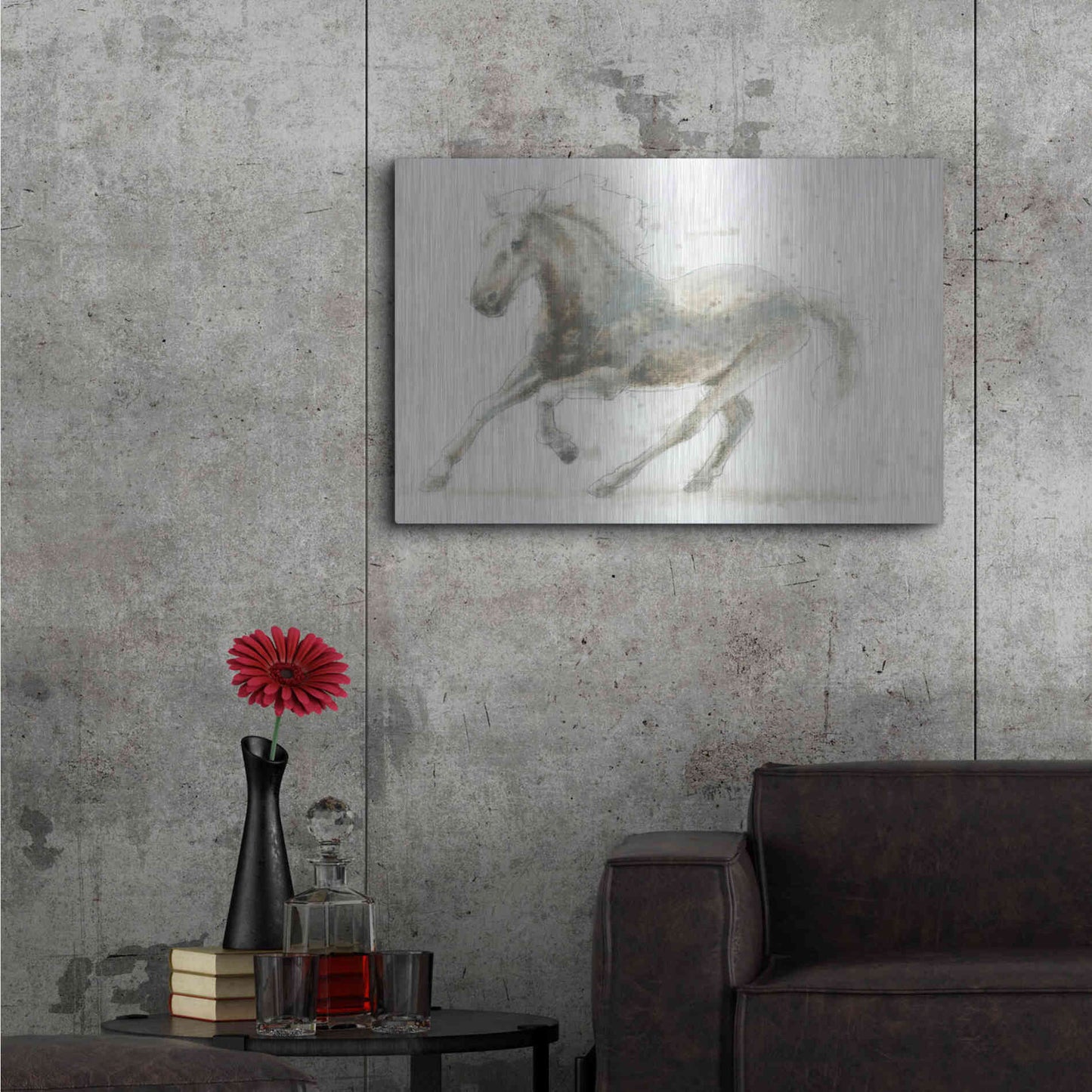 Luxe Metal Art 'Stallion II Horizontal' by James Wiens, Metal Wall Art,36x24