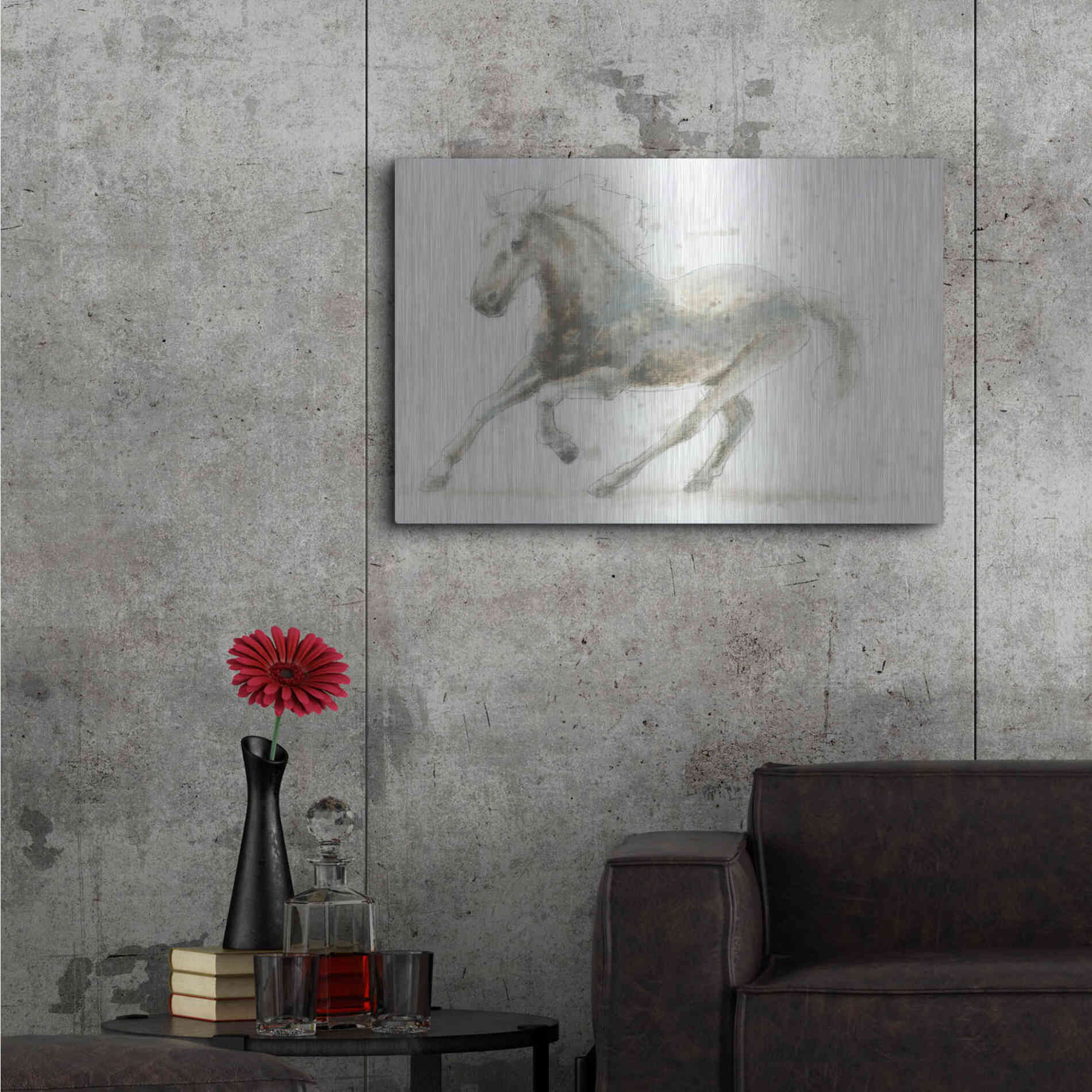 Luxe Metal Art 'Stallion II Horizontal' by James Wiens, Metal Wall Art,36x24
