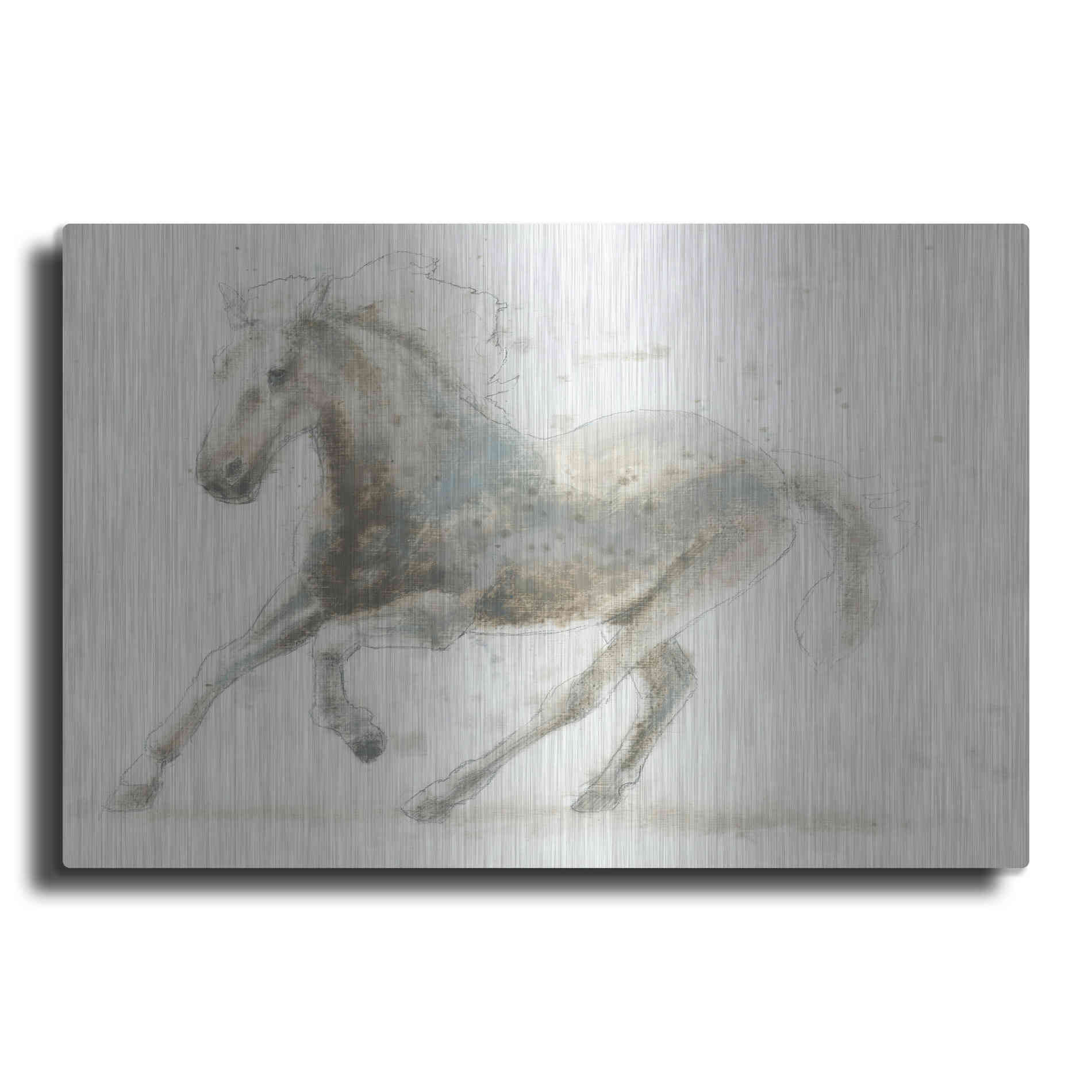 Luxe Metal Art 'Stallion II Horizontal' by James Wiens, Metal Wall Art