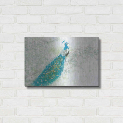 Luxe Metal Art 'Spring Peacock I' by James Wiens, Metal Wall Art,24x16