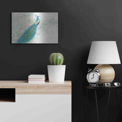 Luxe Metal Art 'Spring Peacock I' by James Wiens, Metal Wall Art,24x16