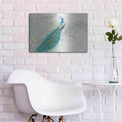 Luxe Metal Art 'Spring Peacock I' by James Wiens, Metal Wall Art,24x16