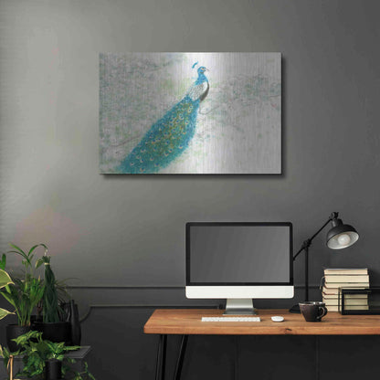 Luxe Metal Art 'Spring Peacock I' by James Wiens, Metal Wall Art,36x24