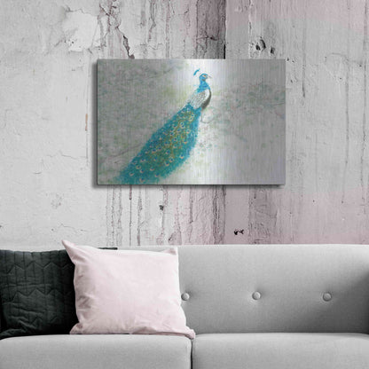 Luxe Metal Art 'Spring Peacock I' by James Wiens, Metal Wall Art,36x24