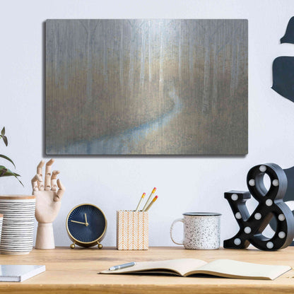 Luxe Metal Art 'Silver Waters' by James Wiens, Metal Wall Art,16x12