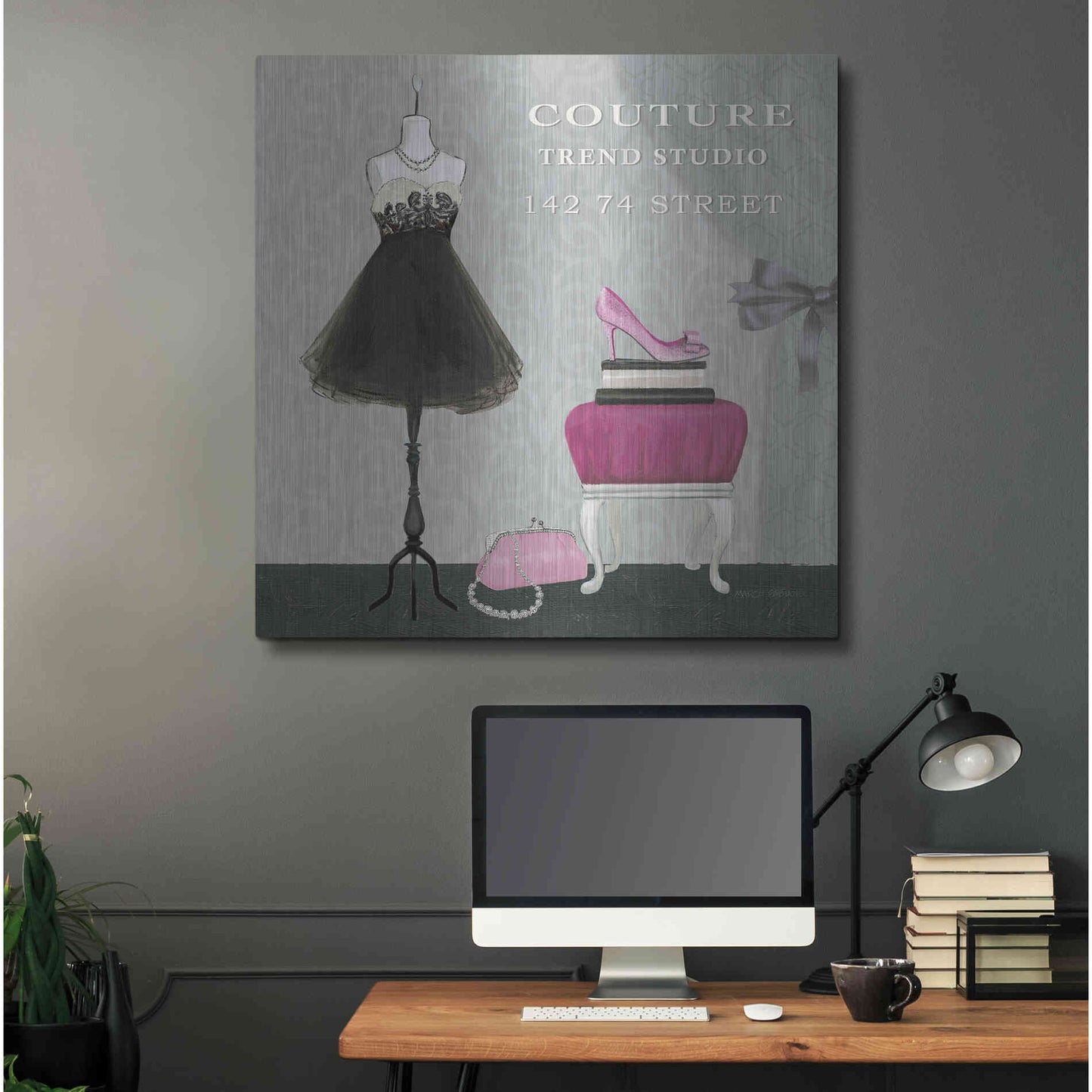 Luxe Metal Art 'Dress Fitting Boutique Sq III' by Marco Fabiano, Metal Wall Art,36x36