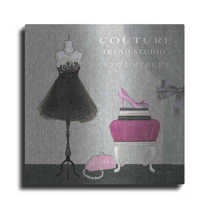 Luxe Metal Art 'Dress Fitting Boutique Sq III' by Marco Fabiano, Metal Wall Art