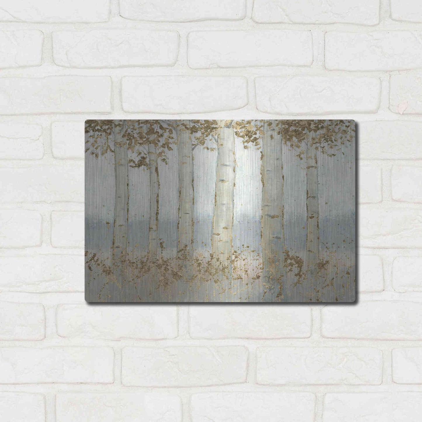 Luxe Metal Art 'Magnificent Birch Grove' by James Wiens, Metal Wall Art,16x12