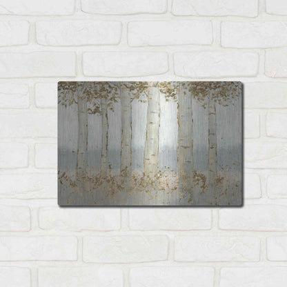 Luxe Metal Art 'Magnificent Birch Grove' by James Wiens, Metal Wall Art,16x12